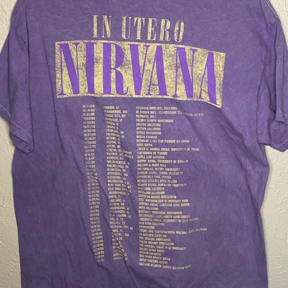 Nirvana Purple In Utero Tour ’93 Graphic Tee Size L Band Shirt Cotton NWOT - Picture 4 of 7